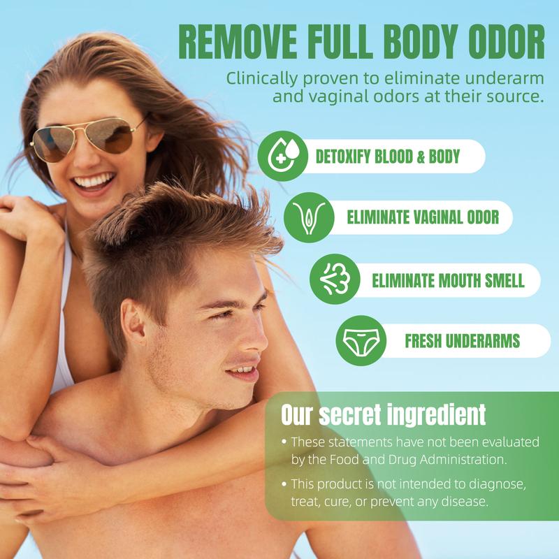 Chlorophyll Body Deodorizing Supplement - Internal Deodorant Pills for Women & Men, Whole Body Odor Eliminator Capsules, 60 Count