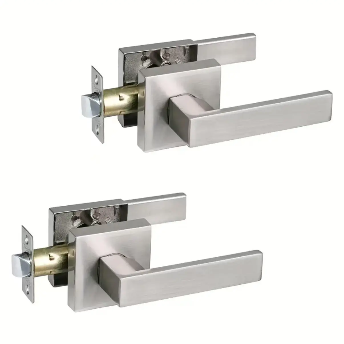 Bathroom Door Handle, Square Privacy Door Handle, Keyless Entry Heavy Duty Interior Door Handle, Interchangeable for Left and right hand