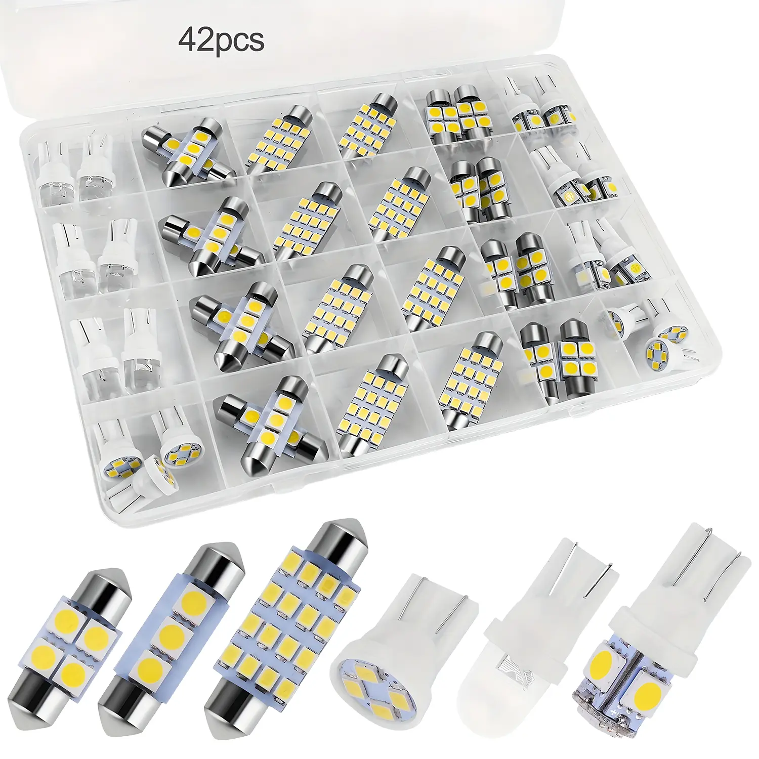 42PCS Interior Car Lights Multipack - Super Bright White LED Light Bulbs Kit, DE3175 T10 31mm 41mm 194 Bulbs for Trucks’ Dome, Map, Tail, Cab, Width Lamps | Car Lighting Accessories, Led Bulb