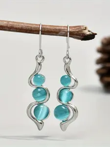 Hot Selling Simple Vintage Sapphire High Quality Earrings Bohemian Creative Curve Wave Earrings Tear Drop Earring