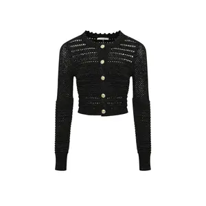 Crochet Lurex Knit Cardigan