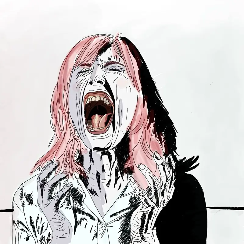 12x12 Canvas Print - Rage- Abstract Artwork Featuring Dynamic Pink and Black Character Design