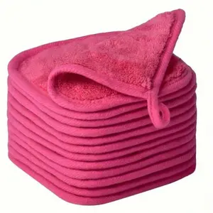 12pcs Soft Microfiber Facial Cleansing Cloths, Makeup Removal Face Towels With Hanging Loop, Gentle On Skin, Washable And Reusable