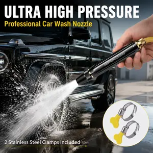 Home-use high-pressure car wash gun-featuring anadjustable nozzle, a booster nozzle, and a hose, thisis an essential tool for watering plants andvegetables and cleaning the yard. It is easy to installand durable