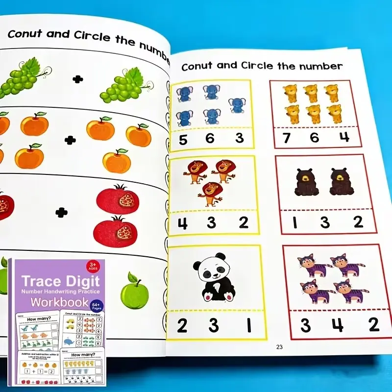 64 Page Number Writing Practice Book, Kindergarten Math Enlightenment Focus Training, Math Activities, Pen Control Number Writing Workbook, Preschool Books, Handwriting Practice, Concentration Skills, School Supplies