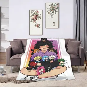 Q Version Aphmau Digital Print Flannel Blanket, Warm Soft Plush Throw for Sofa Bed Couch, Home Comfort Lightweight Travel Camping Office Chair