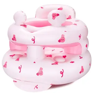 Mother Day Gift Inflatable Baby Seat for Babies 3-36 Months，[Squeaky Sound & Anti-Fall Design] Inflatable Chair with Sound-Making Ears, Baby Seat for Sitting-Up Practice, Built-in Air Pump (Pink Bunny)