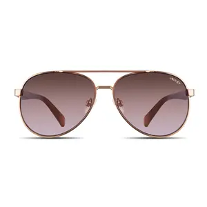 Velvet Eyewear Bonnie Sunglasses V730RG26 Rose Gold Frame Brown Rose Fade Lenses Medium Size 100% UV Protection Aviator Style