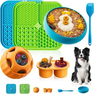 6-Pack Dog Intelligence Toys - Keep Dogs Busy, Lick Mats, Balls, and Bowls with Peanut Butter, Frozen Snack Puzzle Dispenser to Relieve Anxiety, Reduce Boredom, Perfect for Bathing and Grooming