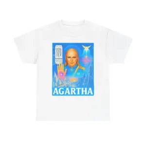 Agartha Design Unisex Graphic Tee Black White Unique Gift Everyday Style Casual Cotton Ribbed Collar Menswear Top