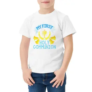 My First Holy Communion Kids T-Shirt | Chalice & Cross Graphic Tee, Boys Girls 3-13Y