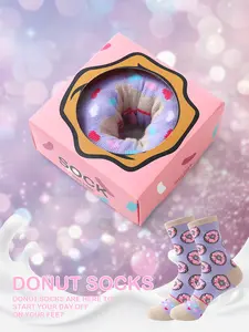 Funny Donut Gift Socks, Creative Food Design, Soft Comfortable, All Seasons Wear, Perfect for Birthday Party Family Day Valentine's Day