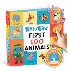 Ditty Bird USB-C Sound Books | 100 Words & 100 Animals 2-Pack | Educational Baby Toy 12M+ | Vocabulary Builder | TikTok Shop Exclusive