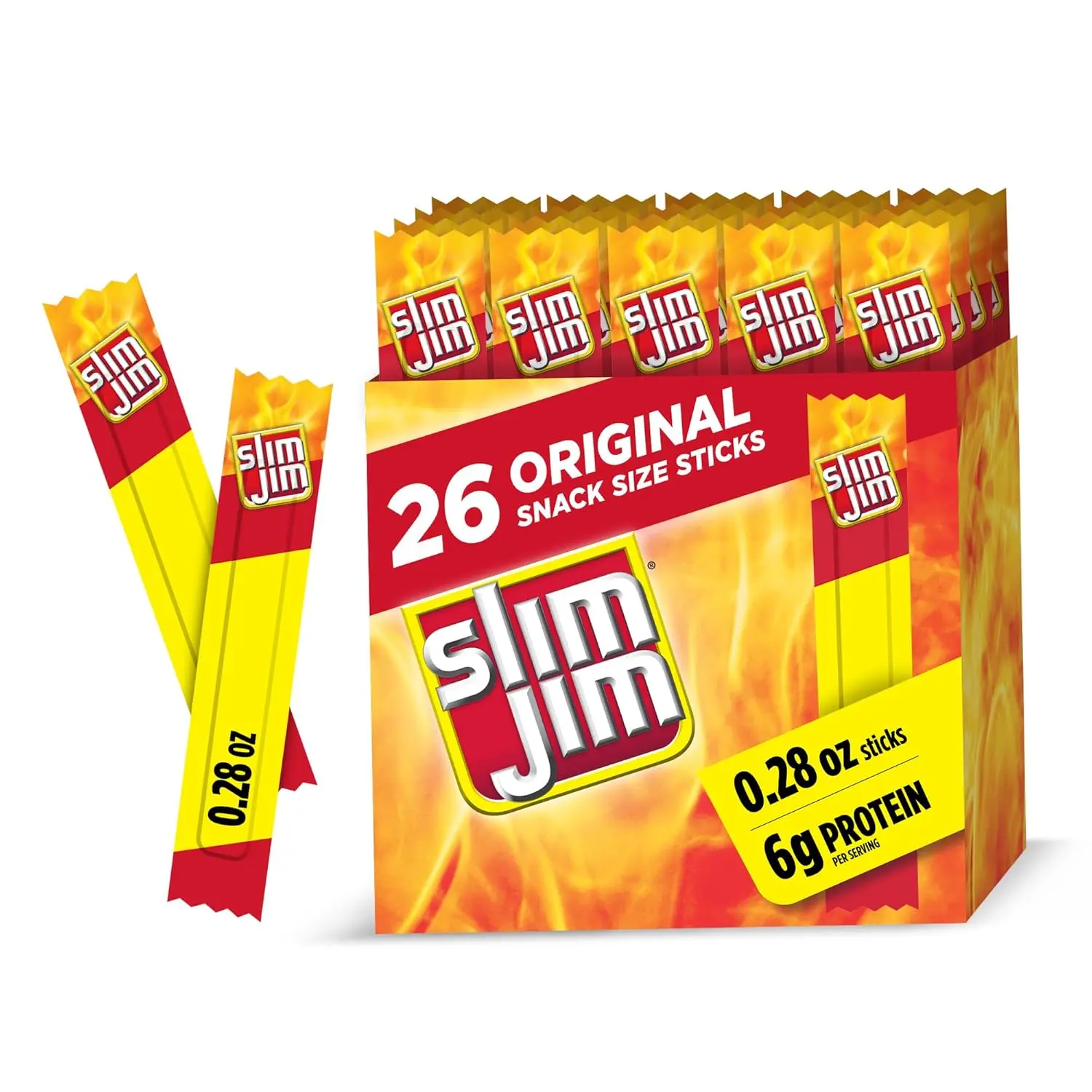 Slim Jim Smoked Jerky Snack Sticks, Original Flavor, 0.28 oz., 26-ct