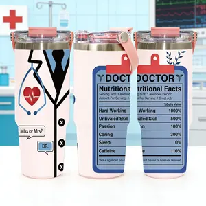 1 Pc 30oz Insulated Mug, Double Wall Vacuum Cup, Leak Proof Skinny Thermal Mug for Hot Cold Drinks, Keeps Heat 12 Hours Cold 24 Hours, Doctor Nurse Gift Idea, Medical Theme Birthday Holiday Appreciation Gift, Daily Travel Drinkware
