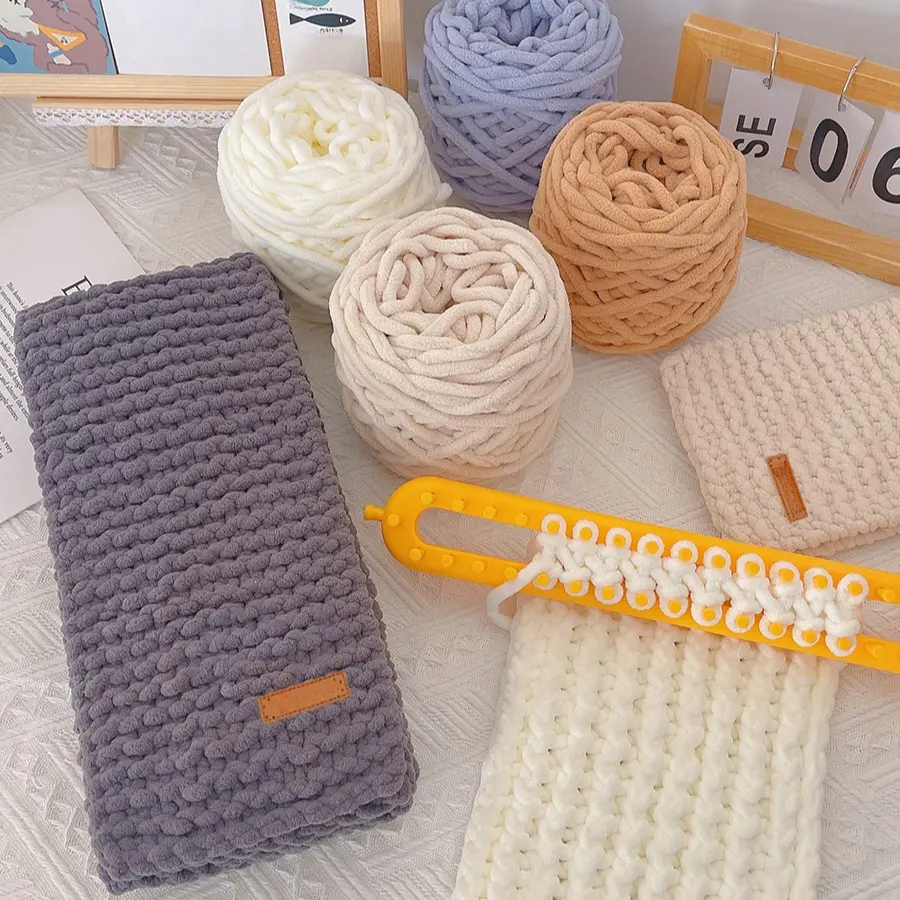 5pcs Chunky Chenille Yarn, Ultra-Soft Knitting Yarn, Easy Crochet Yarn, DIY Chunky Yarn - Beginner-Friendly for Scarves, Hats, Blankets, Multiple Colors Available for Craft Projects