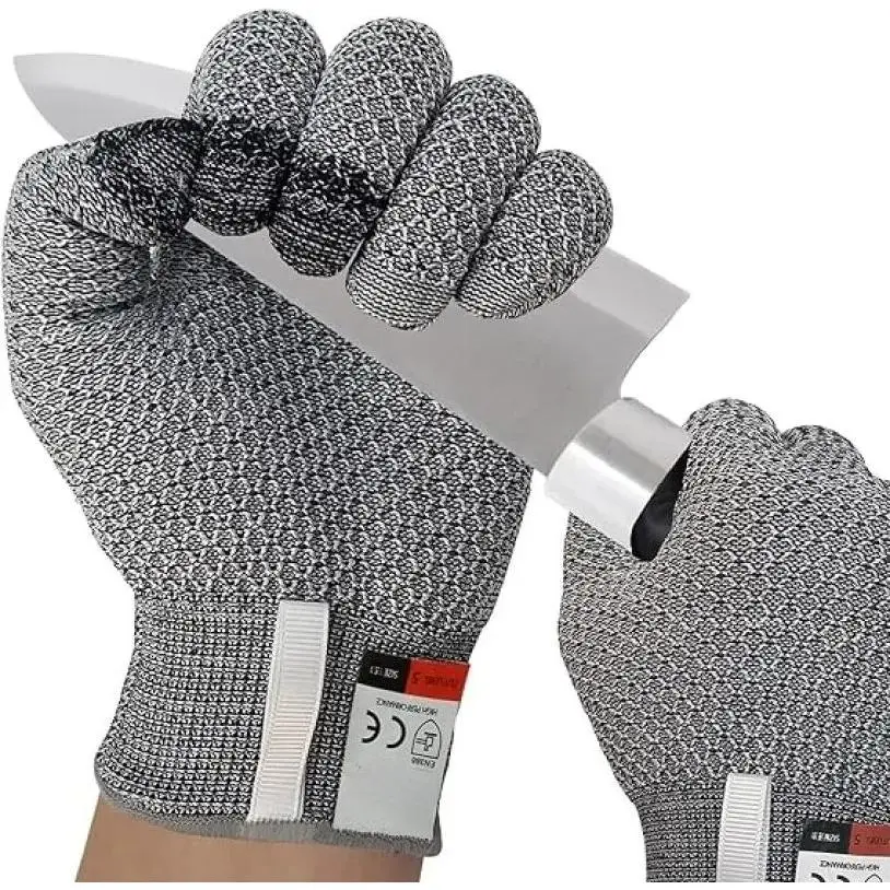 3PCS Level 5 Cut-Resistant Cut Proof Gloves, Food-Grade Safety, Touchscreen Compatible for Kitchen, Fishing, Comfortable Breathable Fashion Gloves for Woodworking