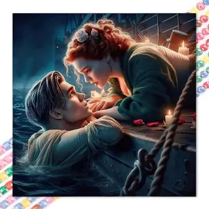 1 DIY handcraft diamond painting kit, 5D diamond art set, DIY decoration, ship-side candlelight diamond painting kit with full round diamonds, mosaic, diamond art, DIY art home decoration, suitable for Christmas, Handicraft