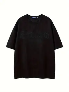 American Vintage Letter Embroidery Round Neck Short Sleeve T-Shirt for Men, Summer New Arrival, Casual Versatile Half Sleeve Top
