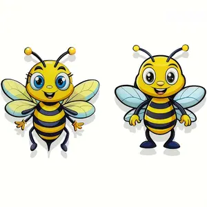 2 Metal Bees Outdoor Wall Decorations - Lovely Garden Bees with Fine Wings and Antennae, Durable Wrought Iron Bee Statues Suitable for Fences, Easy Hanging Lightweight Bee Decorations, Suitable for Gardens, Lawn, Terrace - Ideal Gift for Nature Lovers