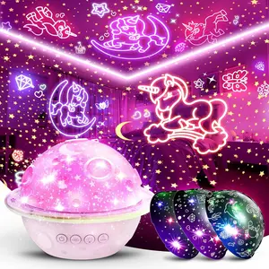Unicorns & Sea & Star Night Lights Projector for Kids: 4 in 1 Star Projector Toys Gifts for 3-5 5-7 8-12 Year Old Girl, 360°Rotating Planet Night Light for Bedroom Decor, Christmas Gifts for Toddler
