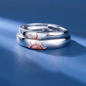 Sun, Moon and Star Rings, a pair of open rings for men and women, fashion accessories and gifts