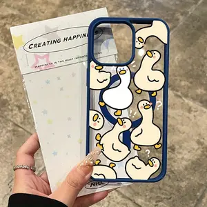Phone case for iPhone 16 Pro Max 15 Plus 14 13 12 11 XS Max XR X Cute Goose in Duck Pattern Full Body Matte MagSafe Charging Support Protection Anti-Scratch PC Smartphone Cover Gift