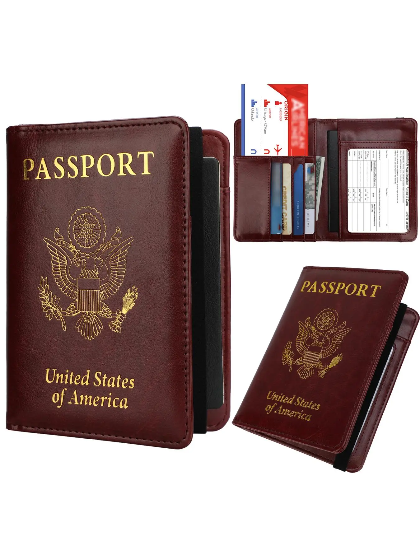 1 Piece Solid Color Passport Holder, Pu Leather Travel Wallet for Men & Women, Passport and Vaccine Card Holder Combo Passport Holder with Vaccine Car