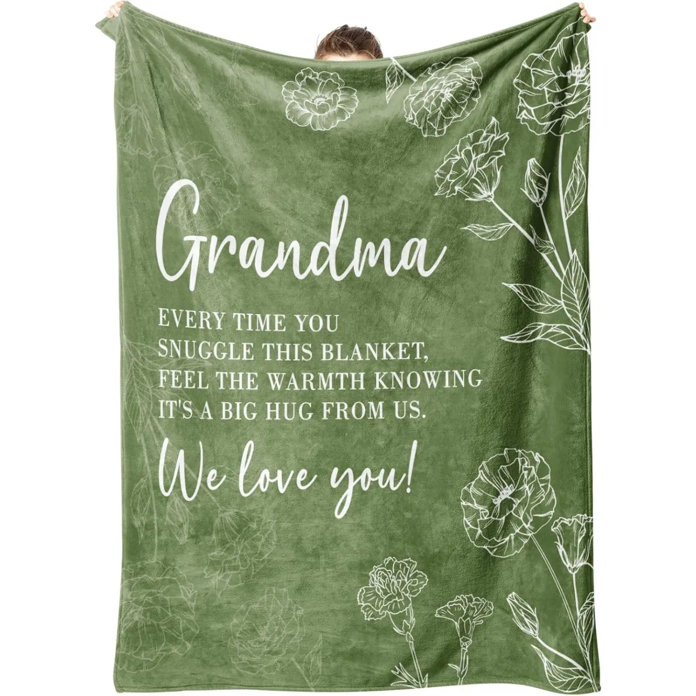 Grandma Gifts, Gifts for Grandma Blanket, Grandmother Birthday Gift from Grandkids, Christmas Gift, to My Grandmother Throw Blanket 50" x 60", Grass Green