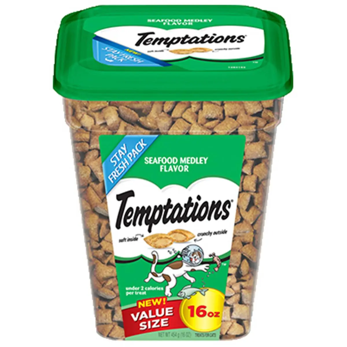 212 MAIN Whiskas Temptations Crunchy Seafood Medley Adult Cat Snack, 16 oz Stay Fresh Pouch, Tartar Control, 10112728