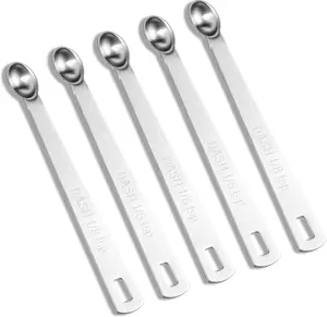 5 Pcs 1/8 Teaspoon Measuring Spoons Mini Spoons Stainless Steel Measuring Spoons Small Dessert Spoons for Kitchen Family Cafe Scooping Spices Oil and Cooking Wine 1/8 Tsp (Silver) Lusofie
