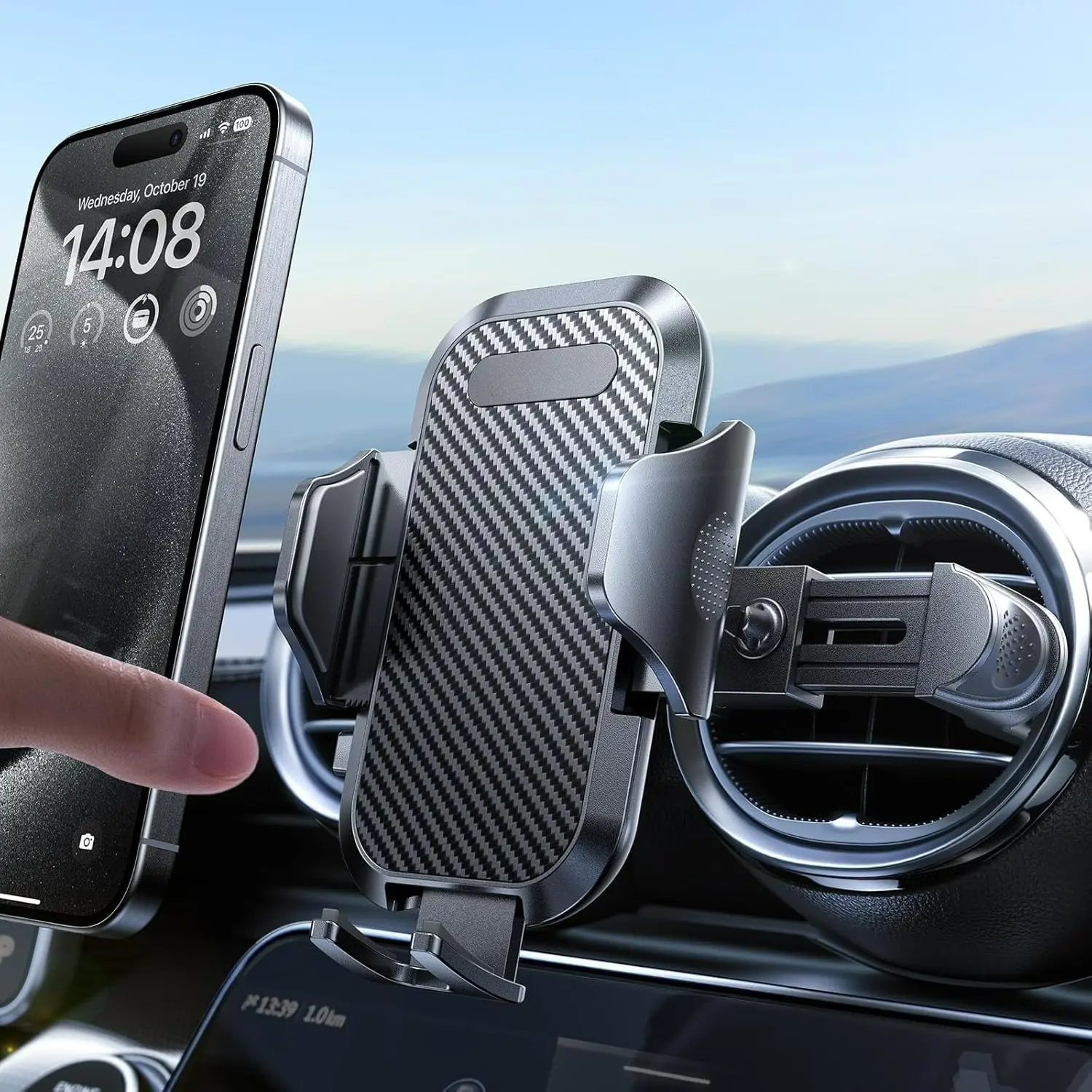 DIBMS Universal Car Phone Holder [Round Vent Friendly] Phone Mount for Car Circle Vent, Sturdy Clip 360° Rotation Cell Phone Car Holder Mount for Ford Mercedes Benz Toyota BMW fit iPhone Samsung