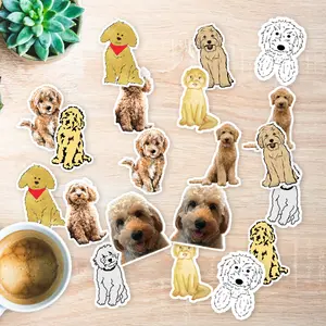 Stickers Pack 20 Pcs Goldendoodle Aesthetic Vinyl Colorful Puppy Bottle Water Waterproof Laptop Car Bike Guitar Skateboard Bumper Luggage