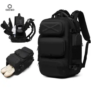 Male Oxford Travel Backpack - 15.6" Laptop Compartment, Separate Shoe Compartment Rucksack