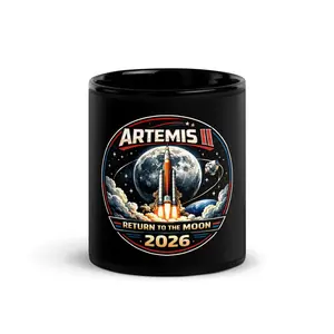 Artemis II Moon Mission Retro Rocket Ceramic Mug, Space Lover Coffee Cup