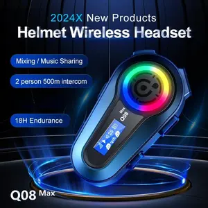 MIDOLA Bluetooth Headset 500M Two Way Intercom 10M Wireless Range LCD Dot Matrix Screen 800mAh Long Play 18H Talk 13H Split Mount Music Sharing Mix Audio Auto Answering Multi Language Support