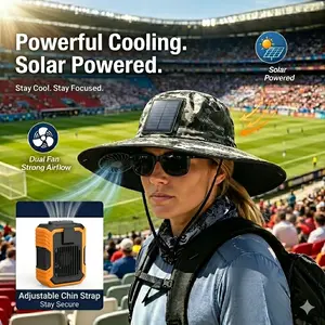 [Free Deliver] Tukio 2026 Ultimate Outdoor Cooling Combo - Solar Fan Sun Hat & Rechargeable Belt Clip Fan with LED Light, Portable Personal Fan for Farm, Construction Jobsite, Travel