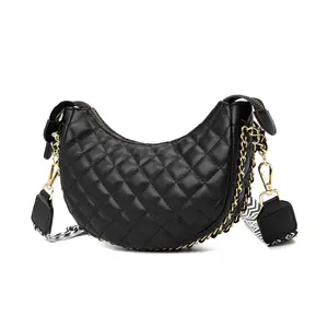 Small Crescent Crossbody Bags for Women Leather Sling Crossbody Purse Shoulder Bag with Adjustable Wide Strap Women's Adjustable Versatile Strap Zipper PU Leather stylish Crossbody Shoulder Satchel Bag design Fashion Dumpling Shoulder bag