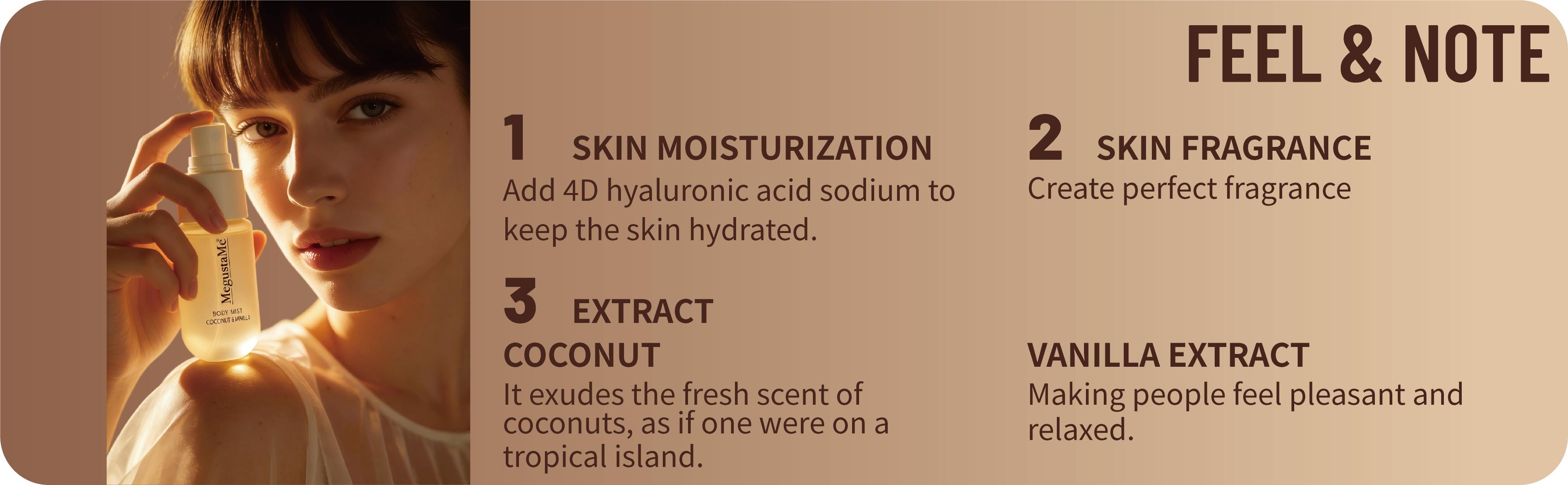 Coconut Vanilla Body spray Long lasting fresh fragrance without parabens and phthalates Women's Vanilla Coconut perfume 100ml