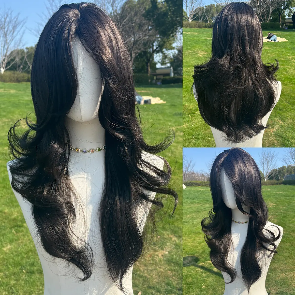 SMILCO/26Inch Black Layering Curly With Curtain Bangs Synthetic Wig/SM430 SMILCO/26Inch Black Layering Curly With Curtain Bangs Synthetic Wig/SM430