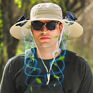 Unisex Solar-Powered Fan Hat for Adults, Male Outdoor Cooling Hat with 2 Fans, Waterproof Design, 3-Speed Adjustable, Ideal for Hiking, Fishing