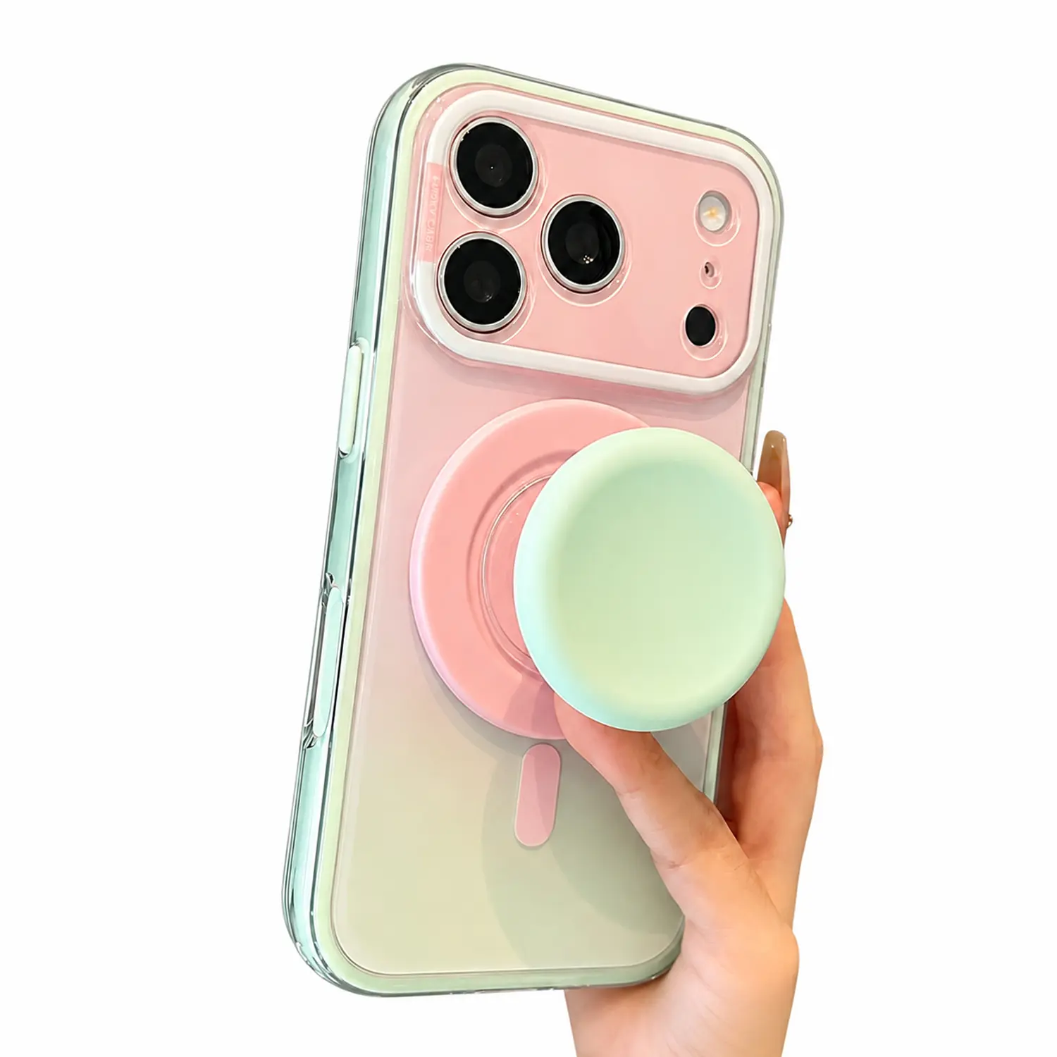 Gradient Magnetic Phone Case with Stand for iPhone 17 16 15 14 Pro Max, Compatible with Magsafe, Cute Gradient Aesthetic Design Case Shockproof Protective Cover for Women Girls