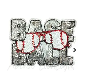 Baseball Shades Silver Sequin Patch - Large
