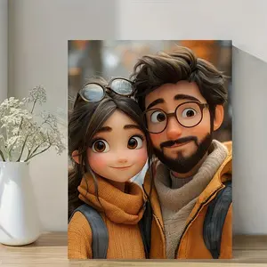 2D Flat, 2D Flat, 2Dflat, Custom Couple & Friend Cartoon Portraits - Personalized Photos Transformed Into Humorous Comic Art - Available As Digital Downloads Or Framed Canvas Paintings - Perfect for Birthdays, Halloween Decorations