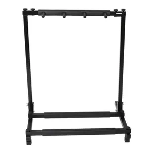 Triple Folding Guitar Holder Rack Stand Black Iron Holds Up to 3 Guitars Acoustic Electric Bass Portable Storage Rack with Soft Neoprene Protection
