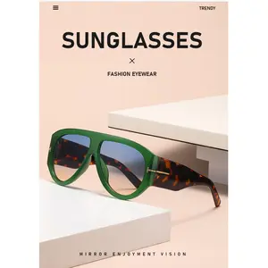 Unisex Oversized Retro Sunglass Aviators - 70s Thick Frame Boomerang Shades, UV400 Protection, 2-Tone Non-Prescription Trendy Casual Eyewear