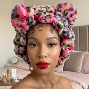 Luxury Plush Cotton Candy Safari Hair Bonnet - Hair Bonnet