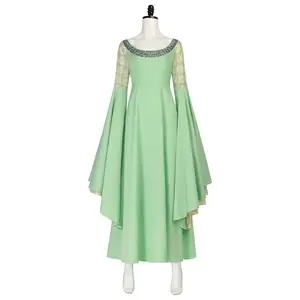 Arwen Green Elf Princess Dress Cosplay Costume with Headpiece for Comic Con