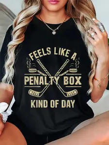 100% Cotton Unisex Feels Like A Penalty Box Kind Of Day Player Hockey Lovers T-Shirt