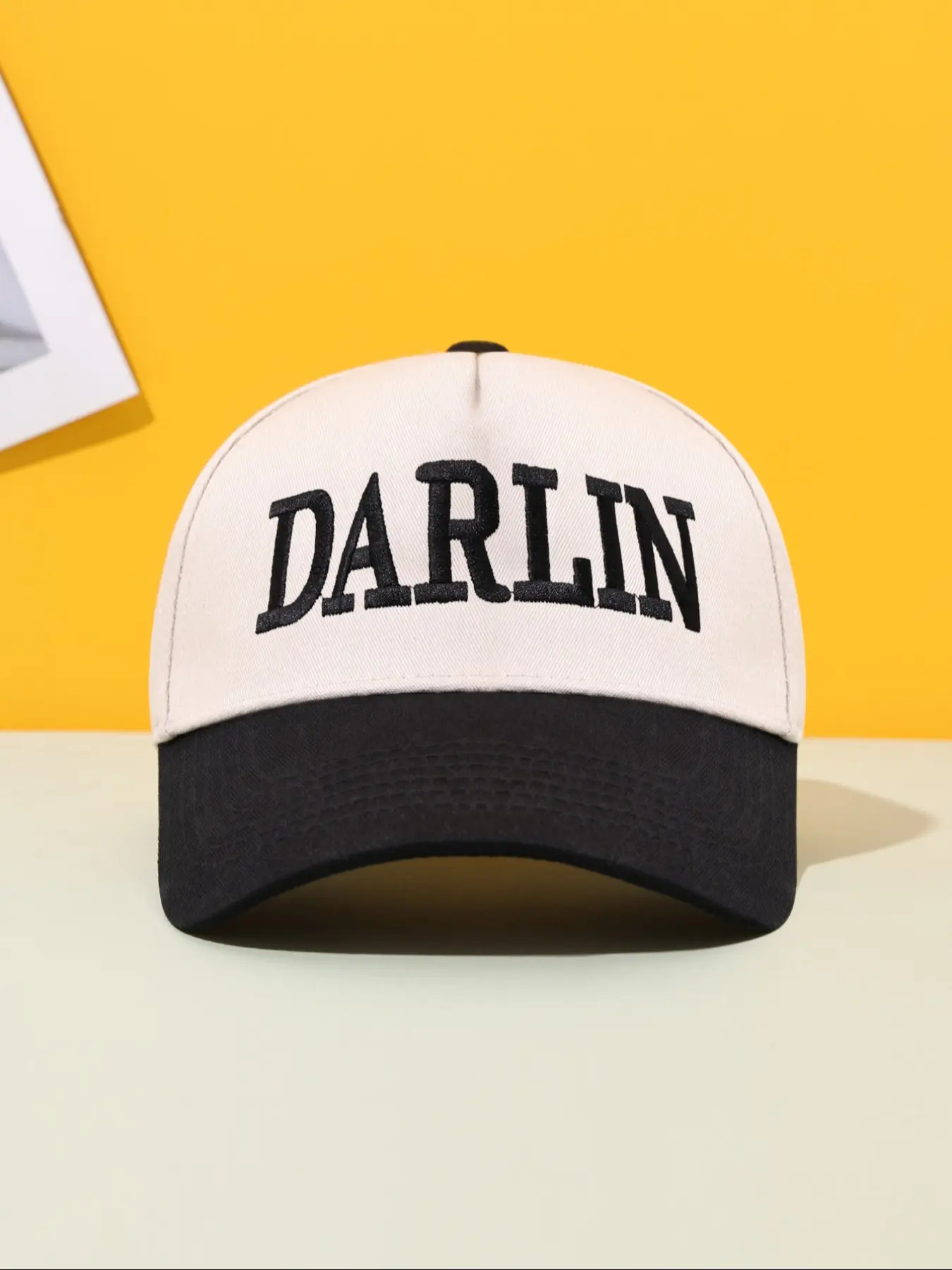 Unisex Darlin' Trucker Hat, Embroidered Trucker Hat, Woven Fabric, Fitted Style, Letter Embroidery Design, Perfect for Spring & Autumn Outdoors